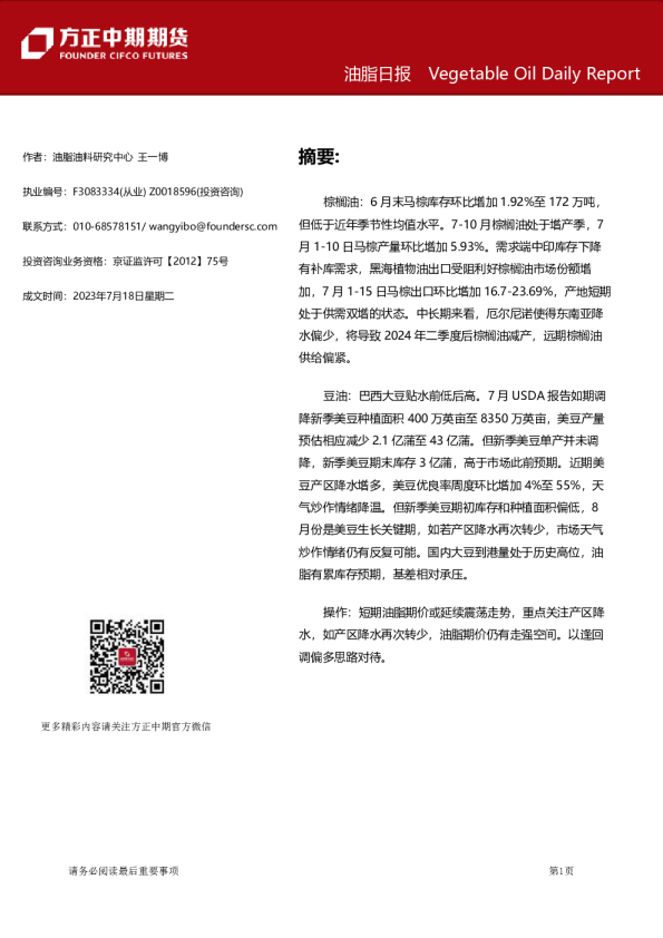 油脂日报