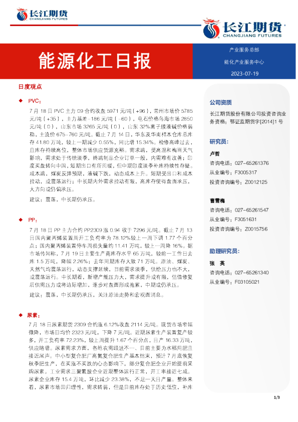 能源化工日报