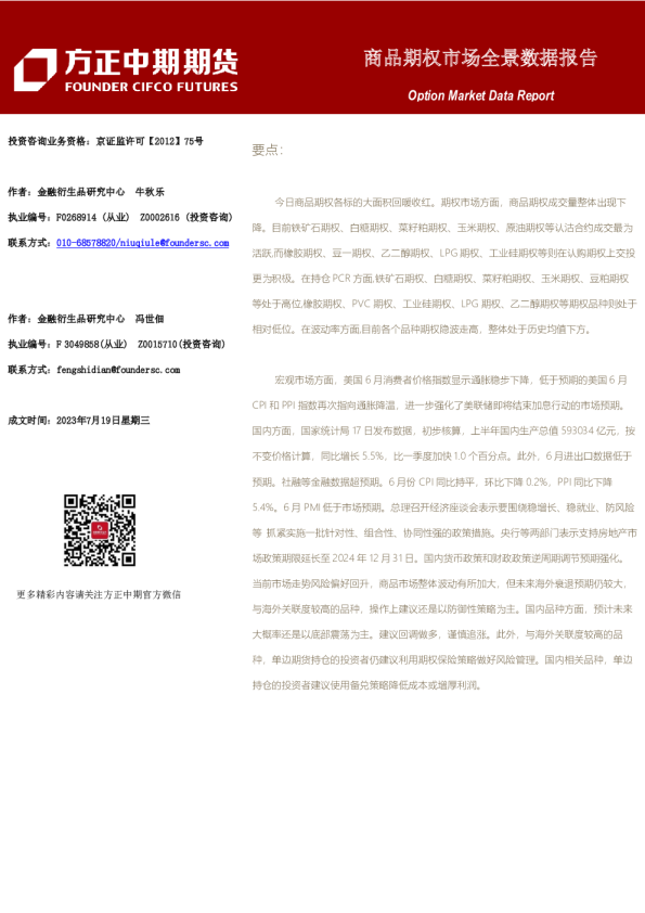 商品期权市场全景数据报告