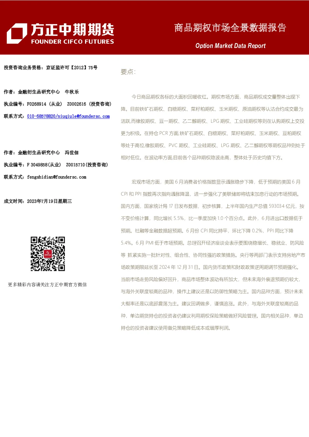 商品期权市场全景数据报告