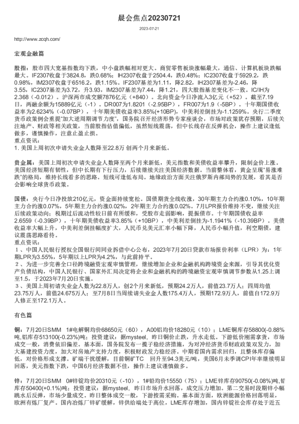 晨会焦点