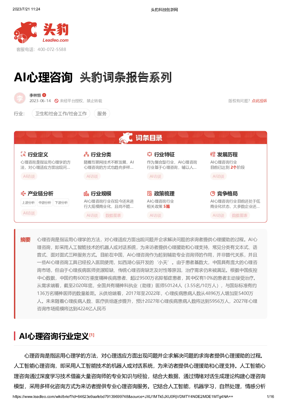 报告封面