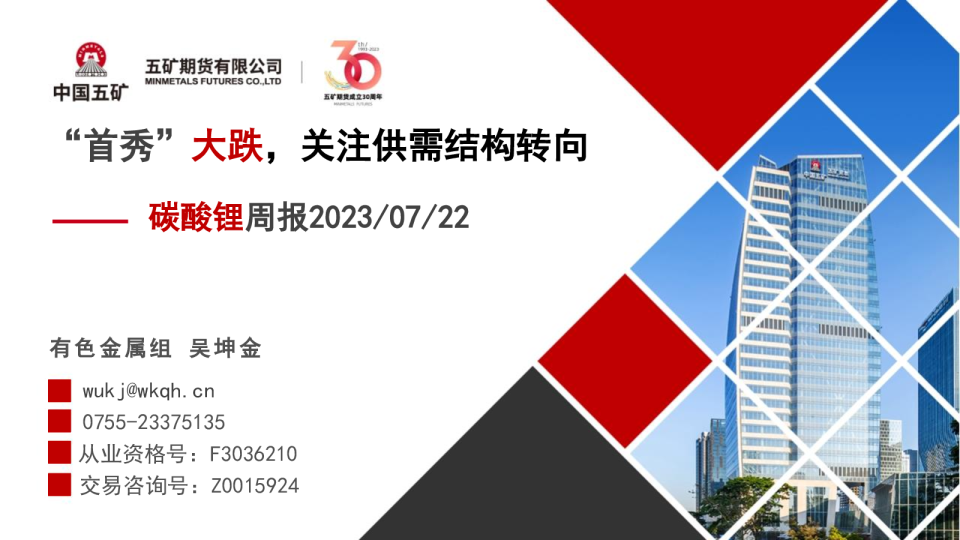 碳酸锂周报：“首秀”大跌，关注供需结构转向