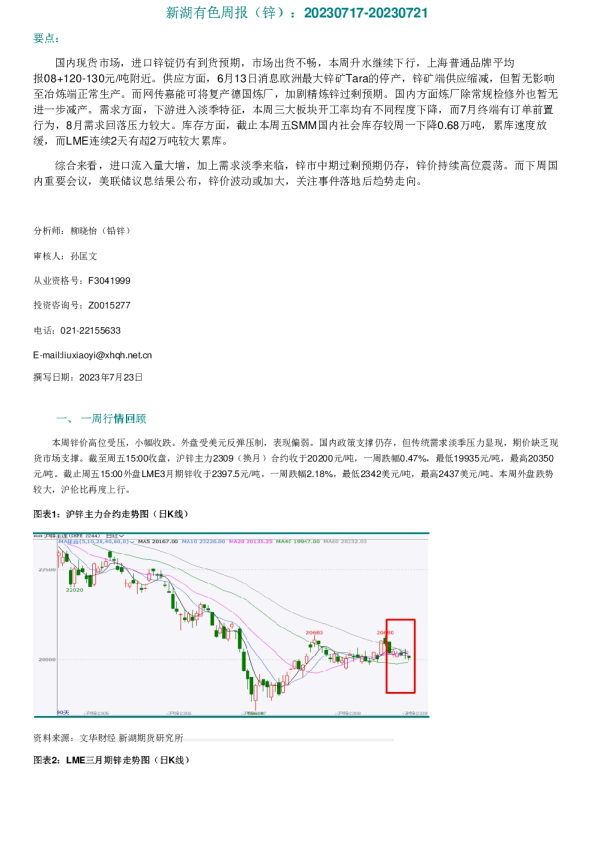 新湖有色周报（锌）