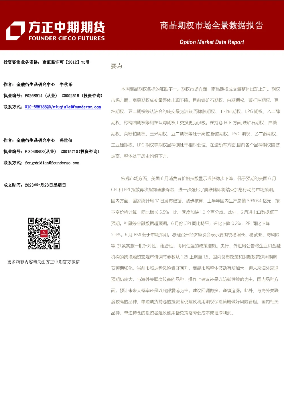 商品期权市场全景数据报告