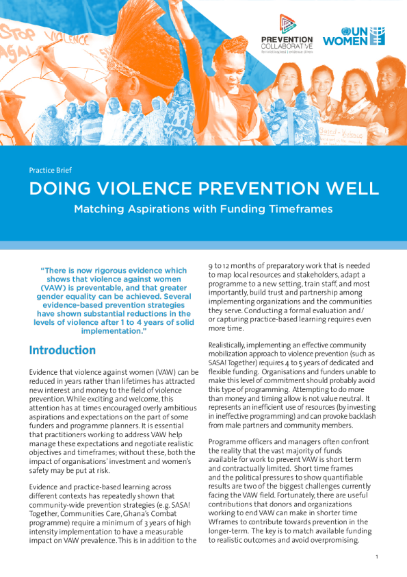 做好预防暴力工作 ： 将愿望与资金期限相匹配