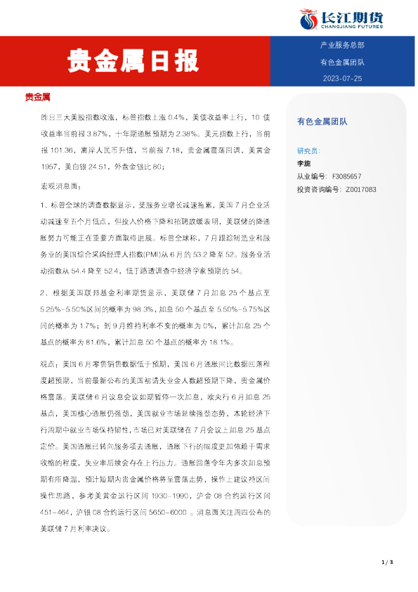 贵金属日报