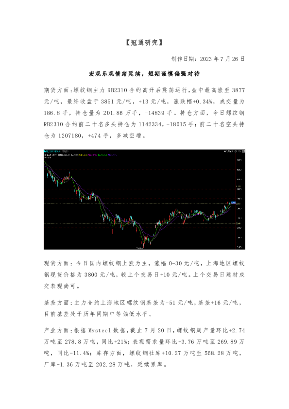 宏观乐观情绪延续，短期谨慎偏强对待