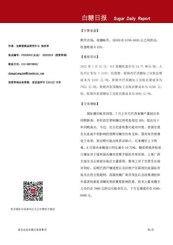 白糖日报