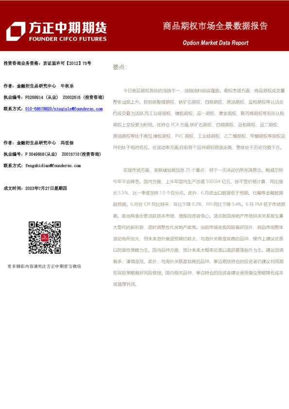 商品期权市场全景数据报告