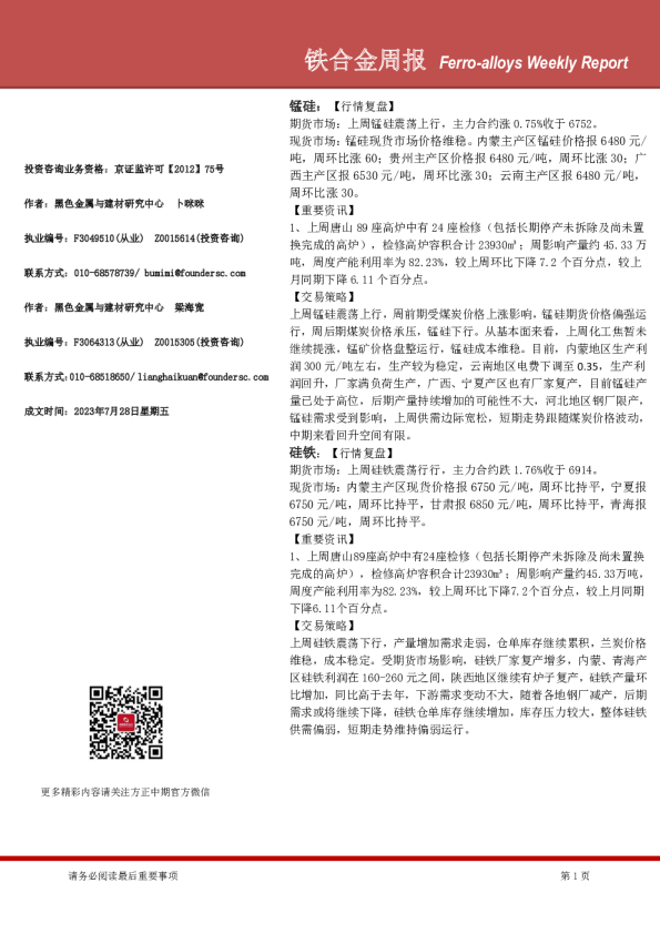 铁合金周报