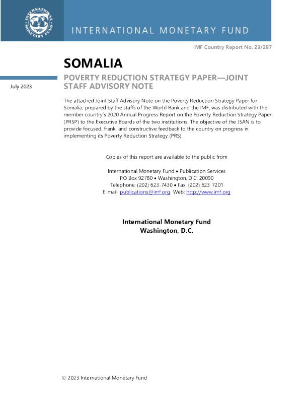 索马里 ： 减贫战略文件 - 联合工作人员咨询说明