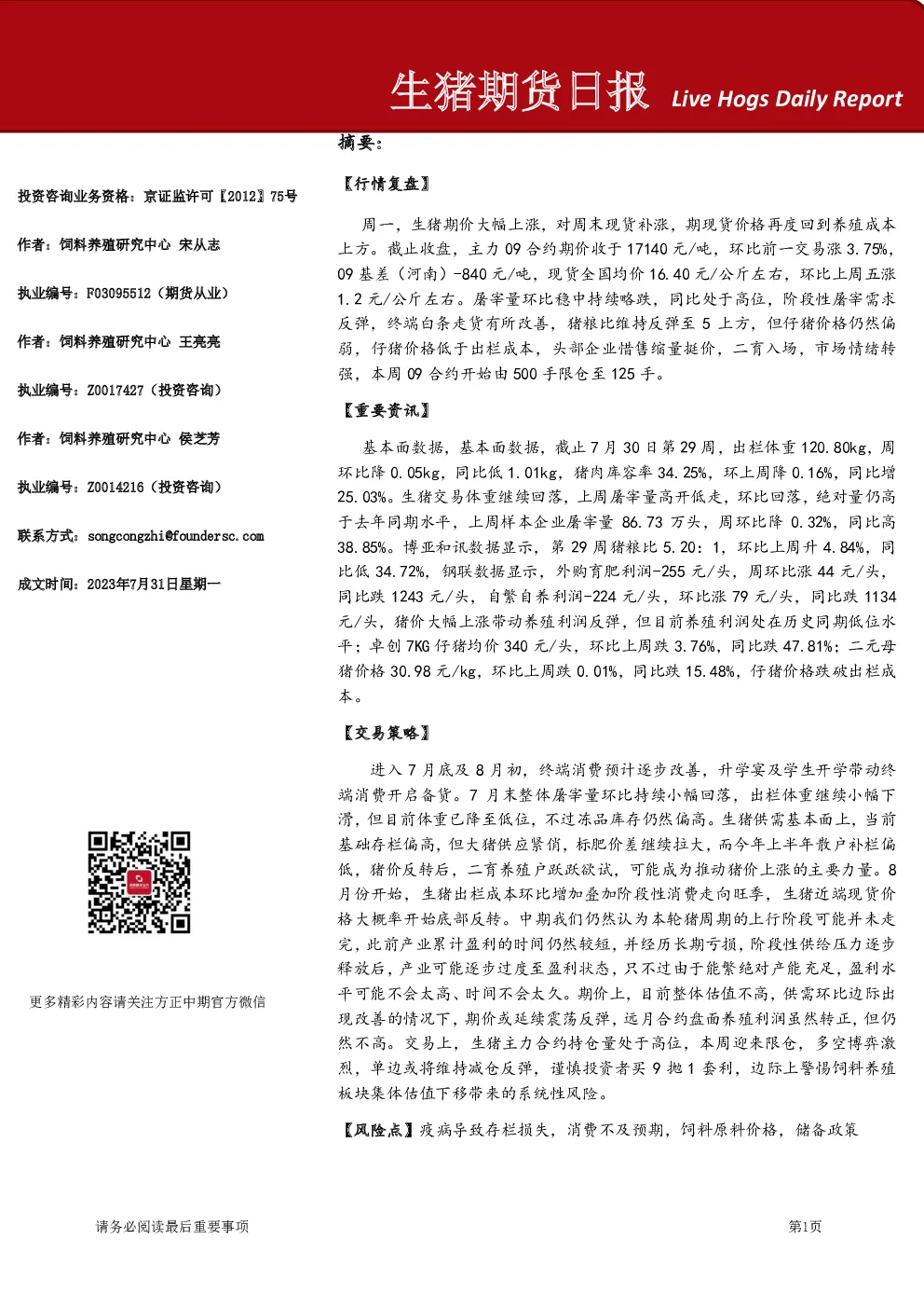 生猪期货日报