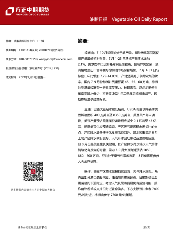油脂日报