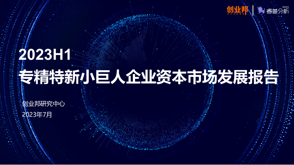 2023H1专精特新小巨人企业资本市场发展报告