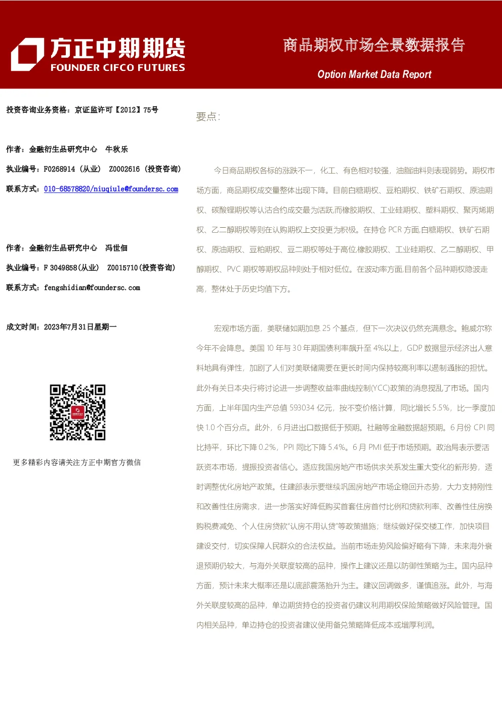 商品期权市场全景数据报告