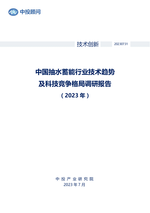 2023年中国抽水蓄能行业技术趋势及科技竞争格局调研报告