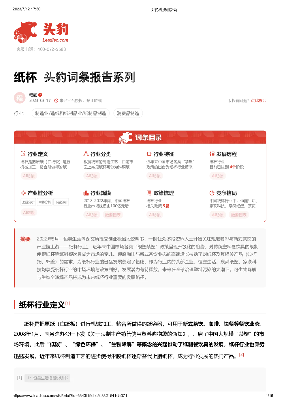 报告封面