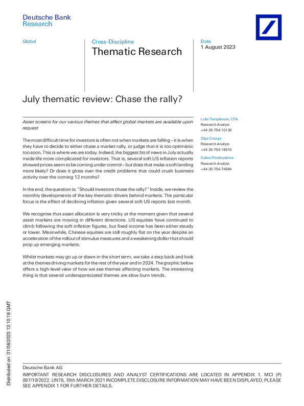 专题研究 ： 7 月专题点评 ： 追逐涨势 ？