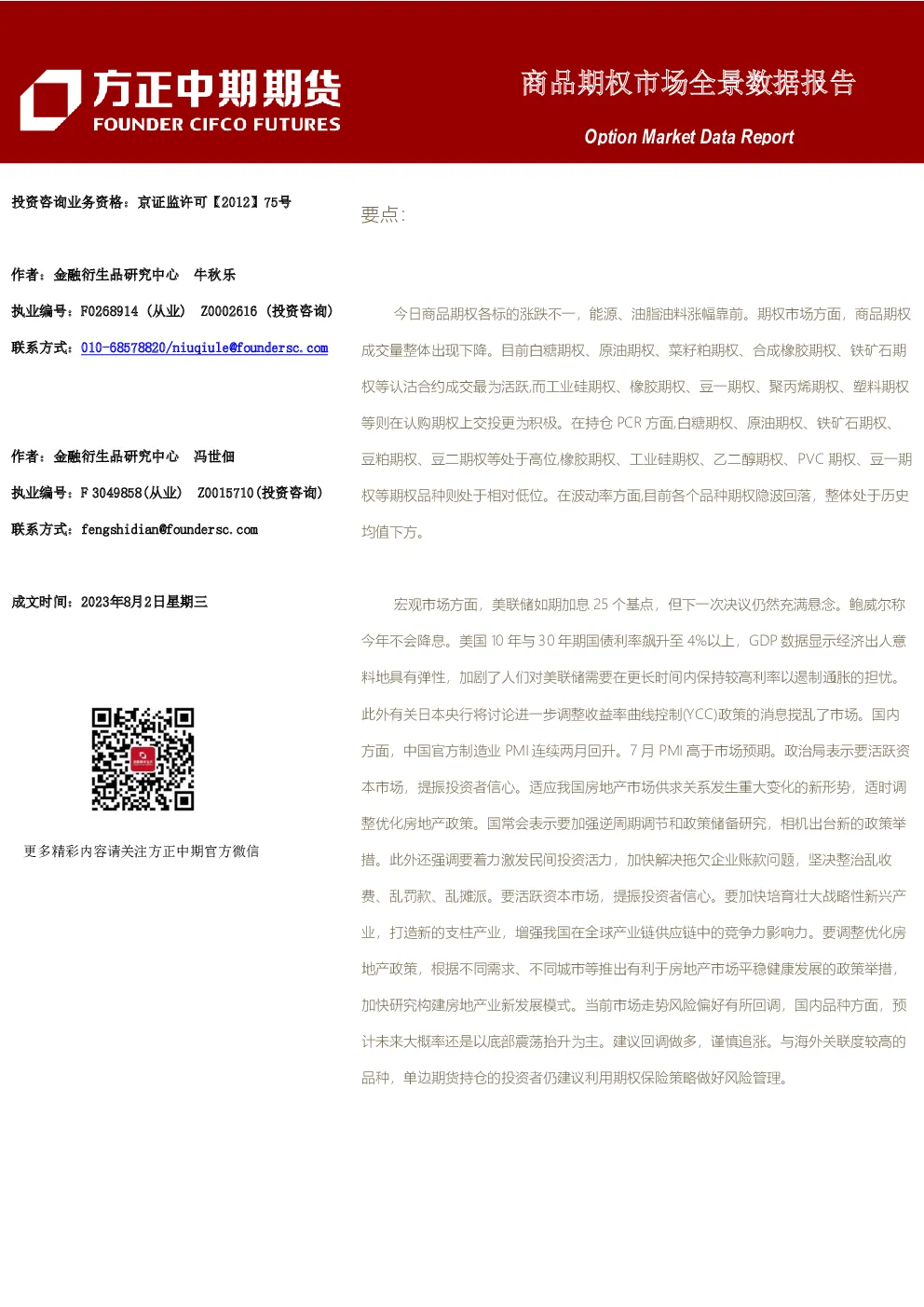 商品期权市场全景数据报告