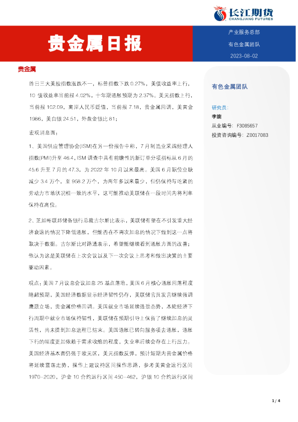 贵金属日报