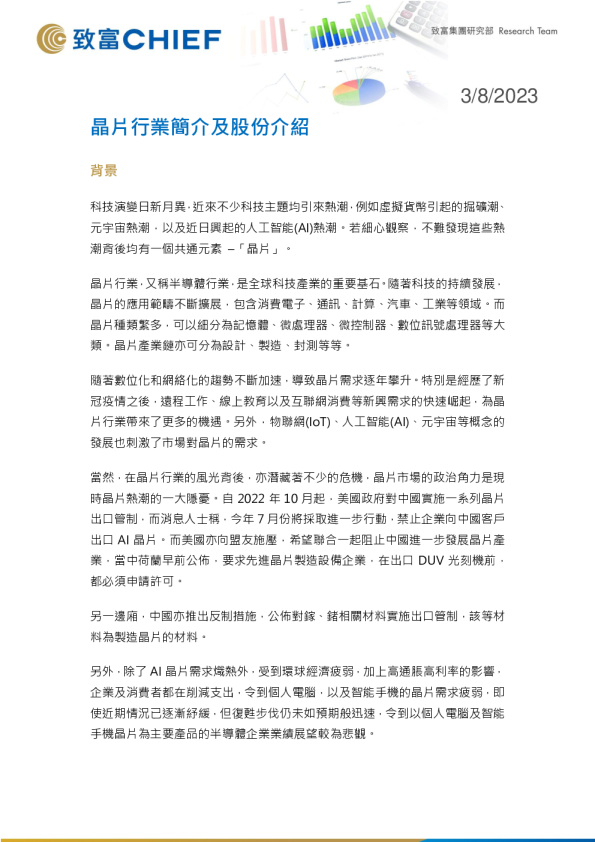 晶片行业简介及股份介绍