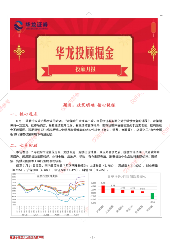 投顾月报：政策明确，信心提振