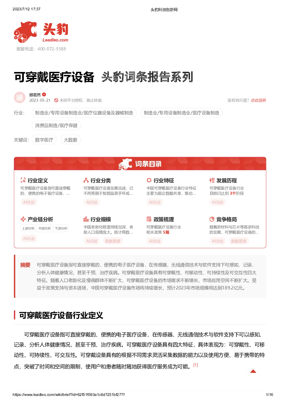 报告封面
