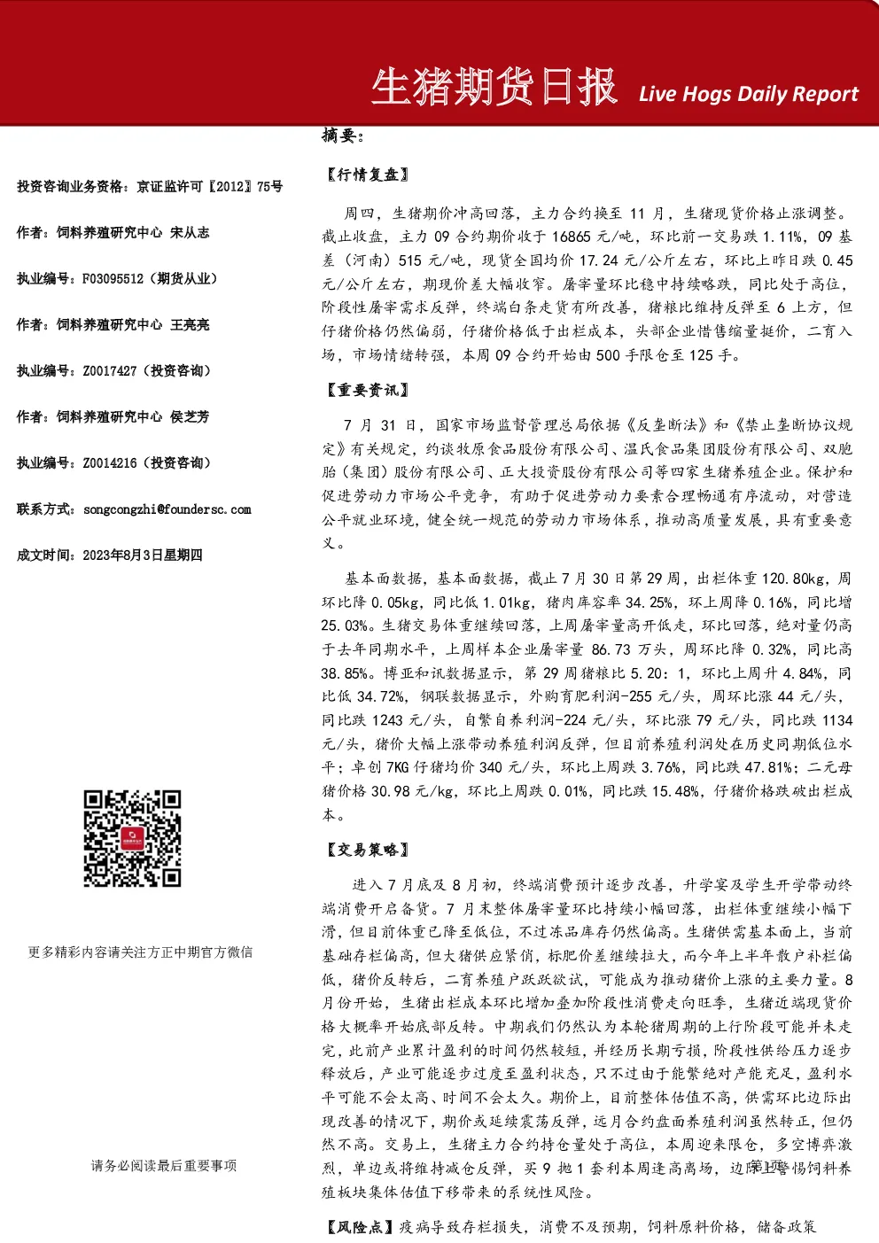 生猪期货日报