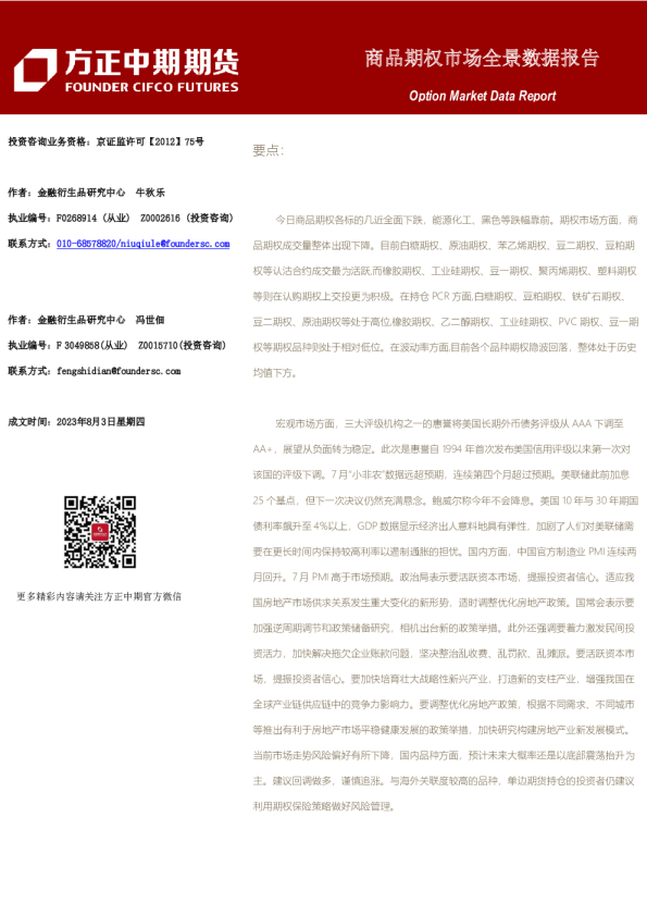 商品期权市场全景数据报告