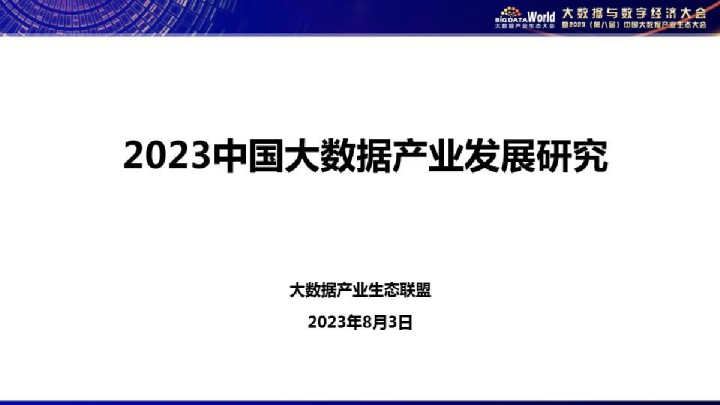 2023中国大数据产业发展研究