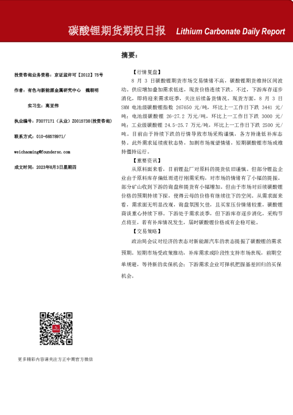 碳酸锂期货期权日报
