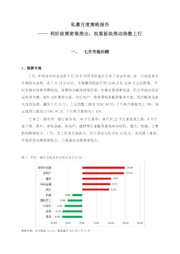 2023年7月份私募月度市场研报