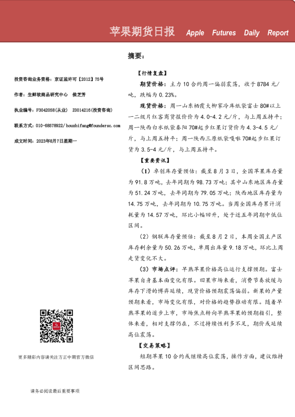 苹果期货日报
