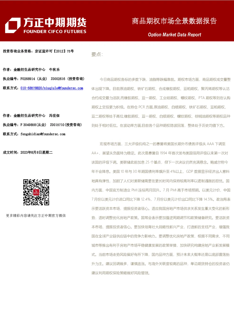 商品期权市场全景数据报告