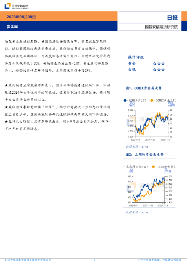国投安信期货贵金属日报