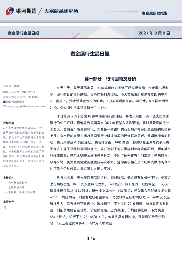 贵金属衍生品日报