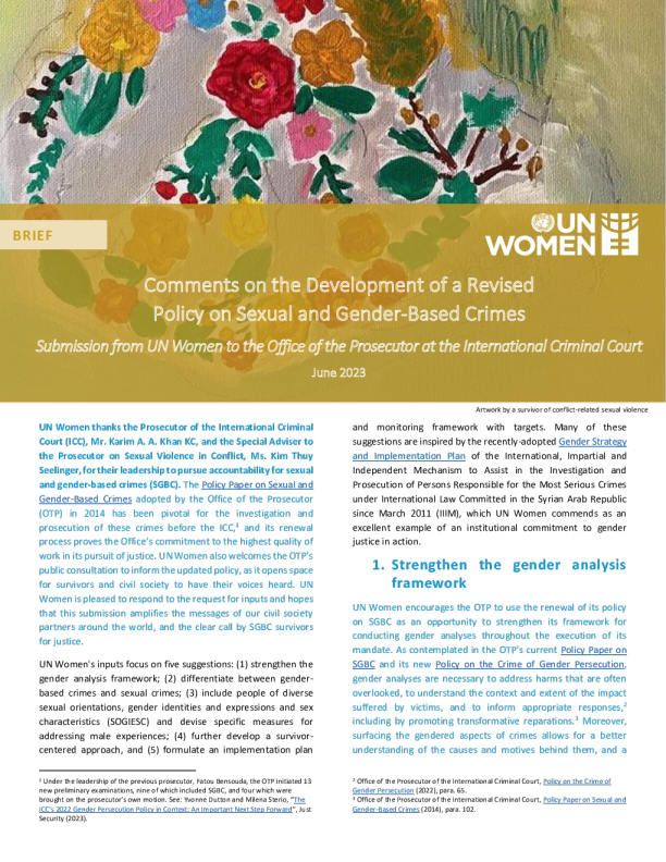 关于制定性犯罪和基于性别的犯罪订正政策的评论 ： 提交人