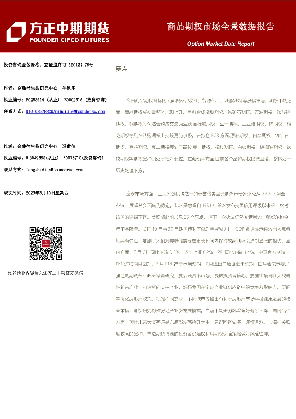 商品期权市场全景数据报告