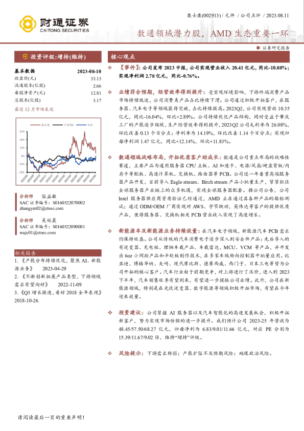 数通领域潜力股，AMD生态重要一环