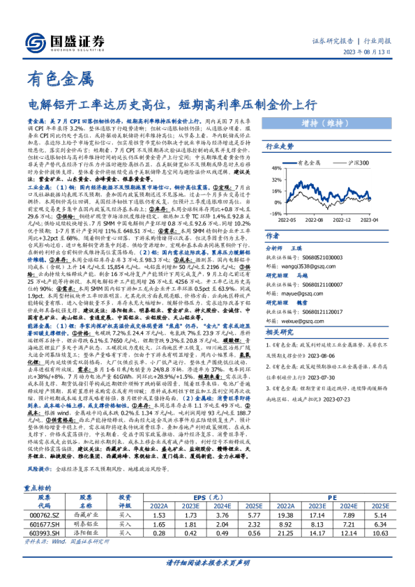 电解铝开工率达历史高位，短期高利率压制金价上行