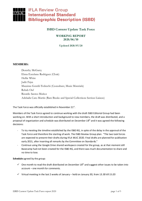 ISBD 内容更新工作组活动报告 - 2020 年 7 月 28 日