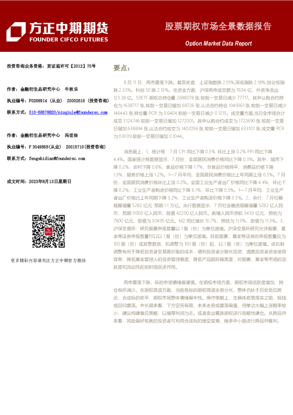 股票期权市场全景数据报告