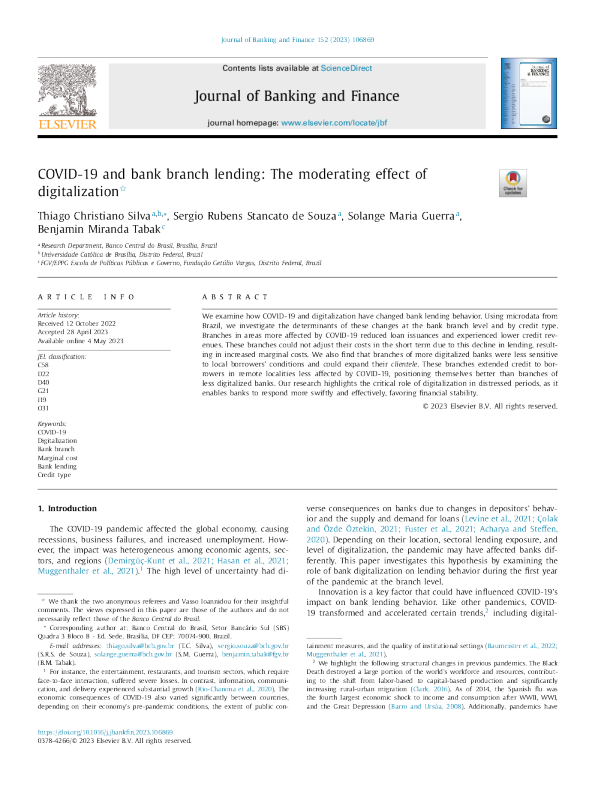 新冠肺炎与银行分行贷款 ： 数字化的调节作用