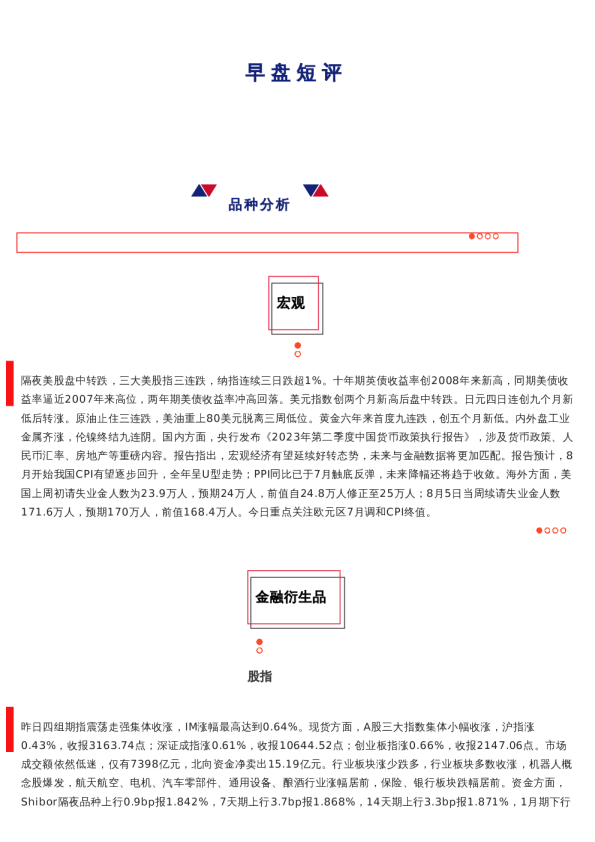 上海中期期货——早盘策略20230818