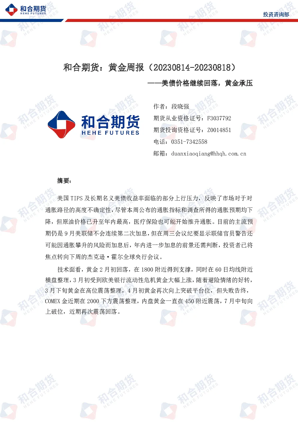 报告封面