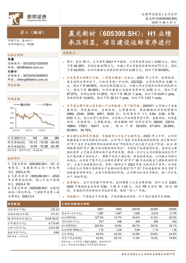 H1业绩承压明显，项目建设运转有序进行