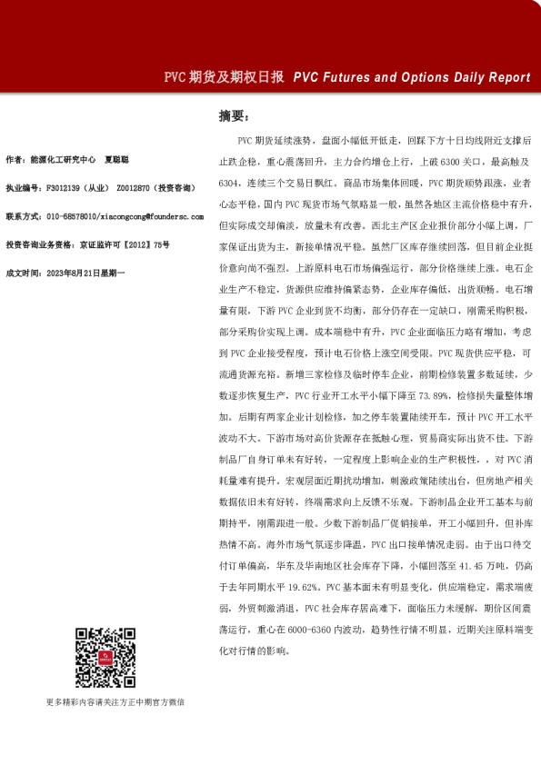 PVC期货及期权日报