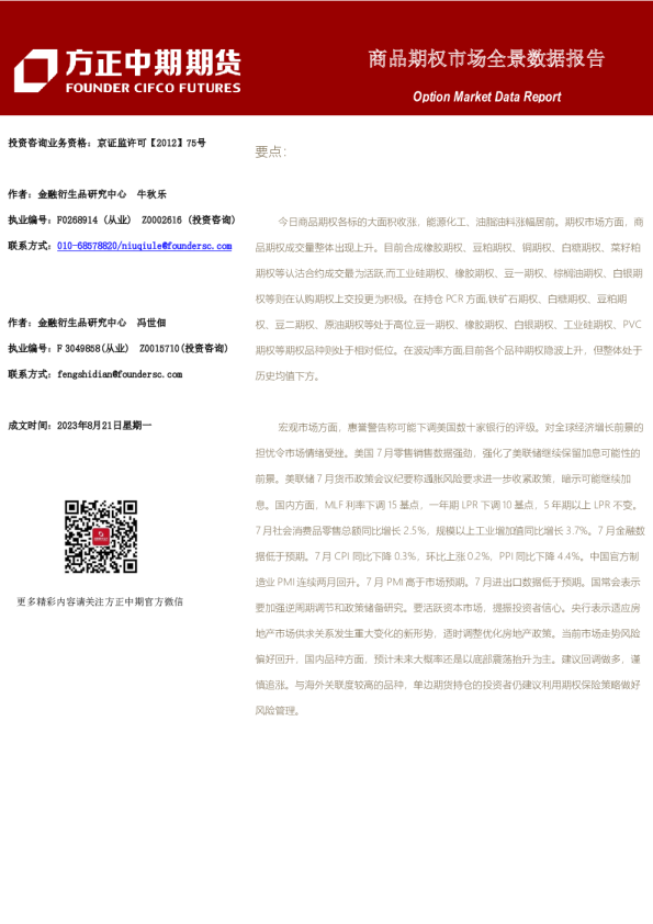 商品期权市场全景数据报告