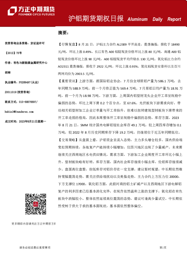 沪铝期货期权日报